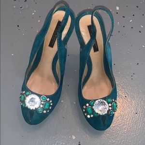 Turquoise Zara heels with jewels